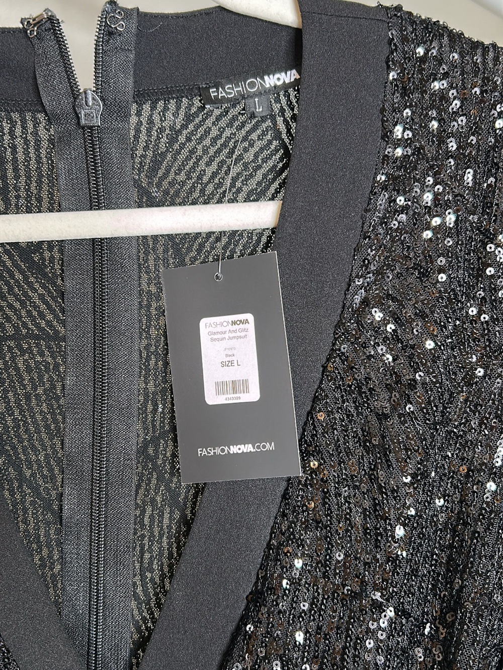 Fashion Nova Black Sequin Top Jumpsuit